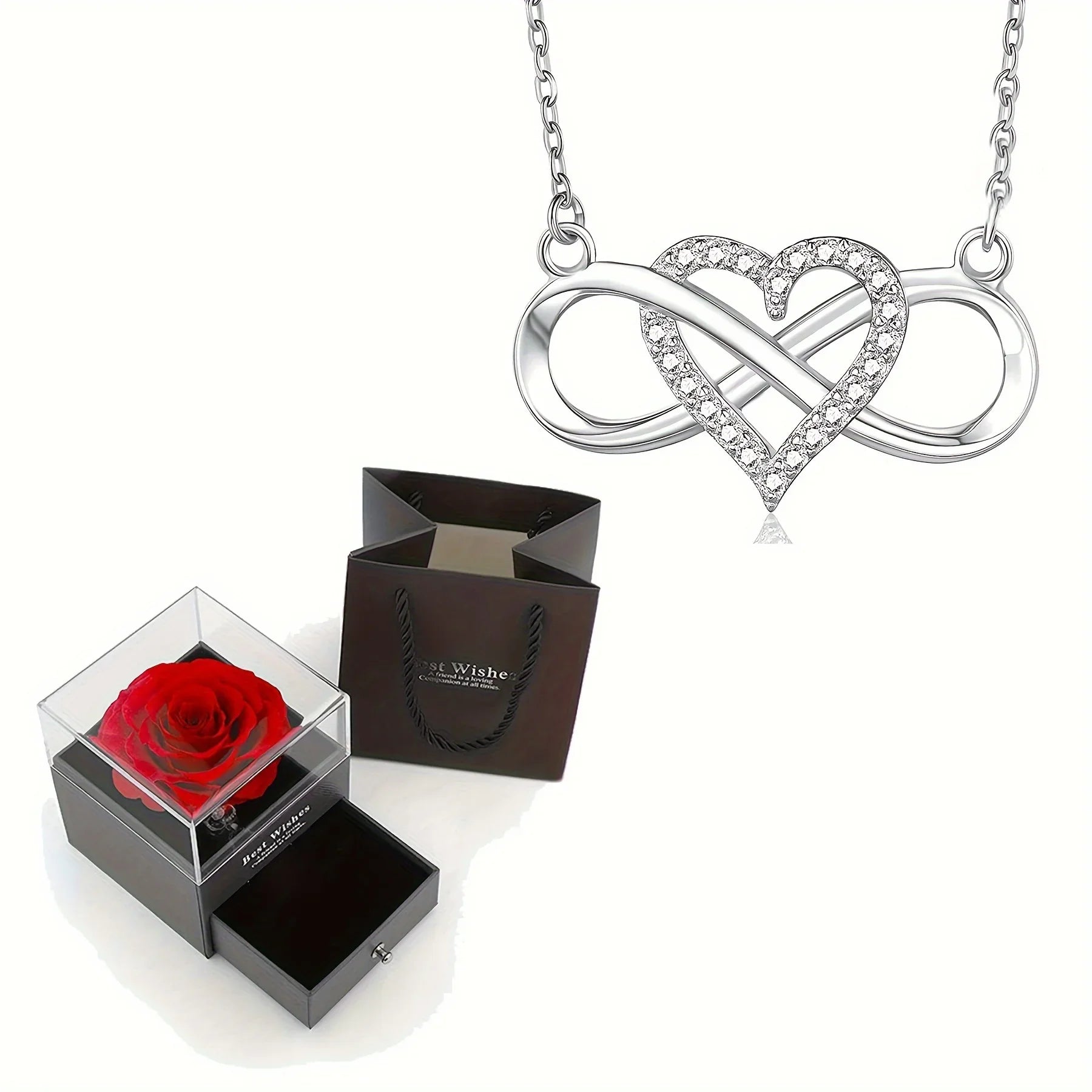 Infinity Hart Ketting met Luxe Roos Geschenkdoos!