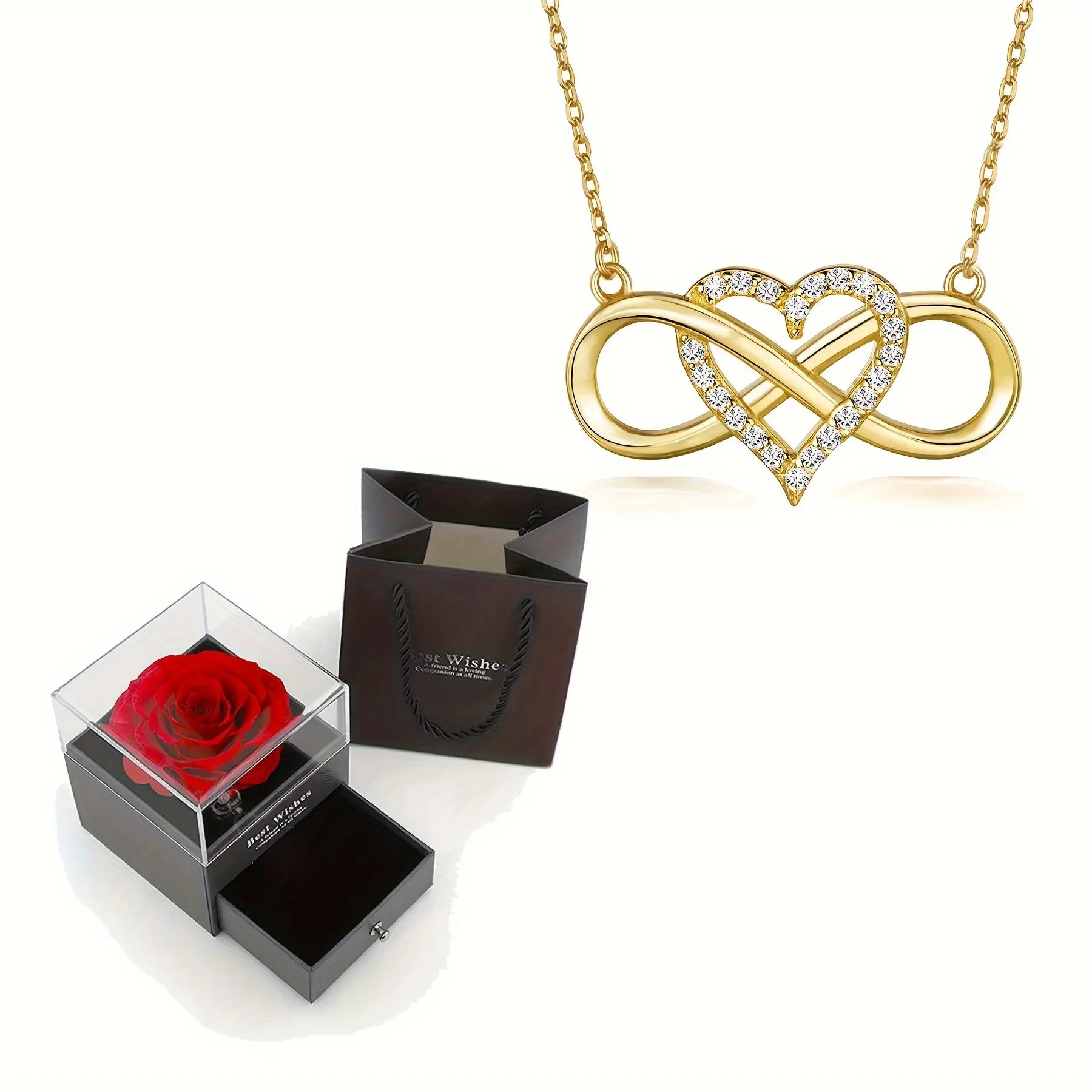 Infinity Hart Ketting met Luxe Roos Geschenkdoos!